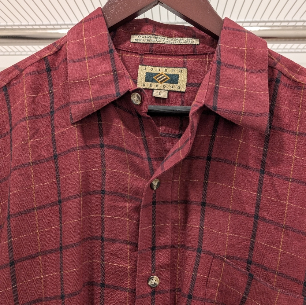 Joseph Abboud Red Plaid Button Down Shirt (L)